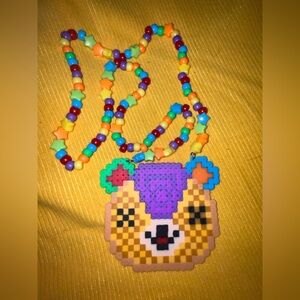 Animal Crossing Stitches - Kandi Necklace with Perler Bead Pendant